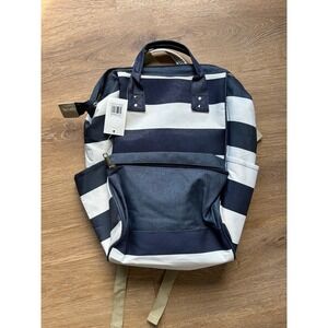Moda West Striped Backpack Navy Blue White Doctor Bag Style NWT STYLE#4405